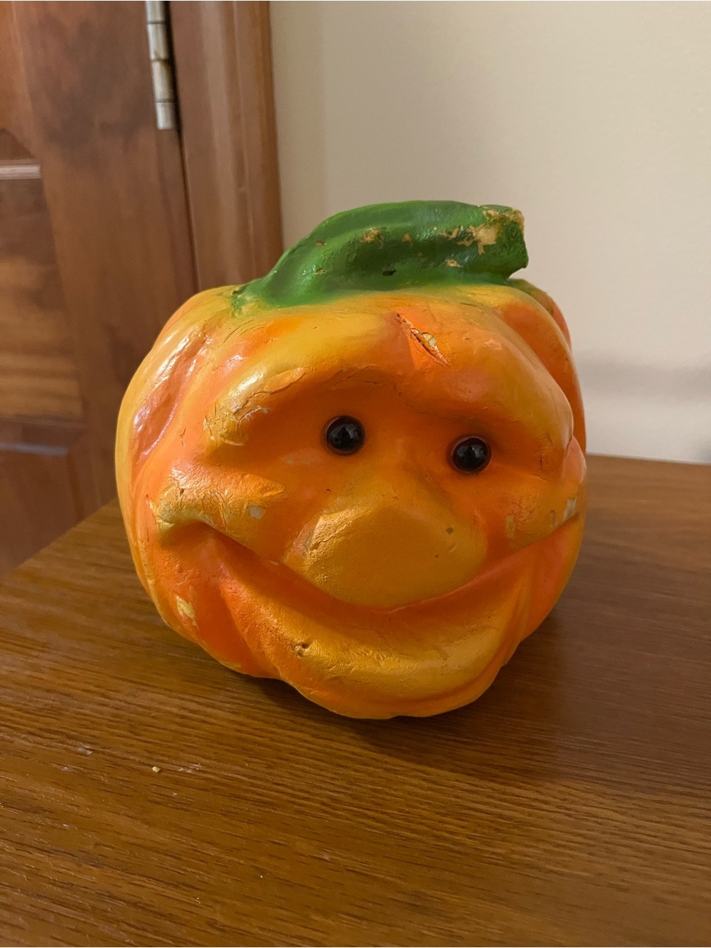 Festive Orange Pumpkin Face Holiday Decor